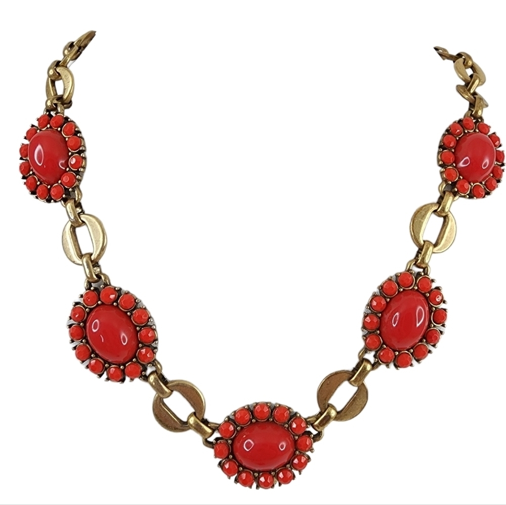 Stella + Dot Statement Pendant Necklace Orange Po… - image 8